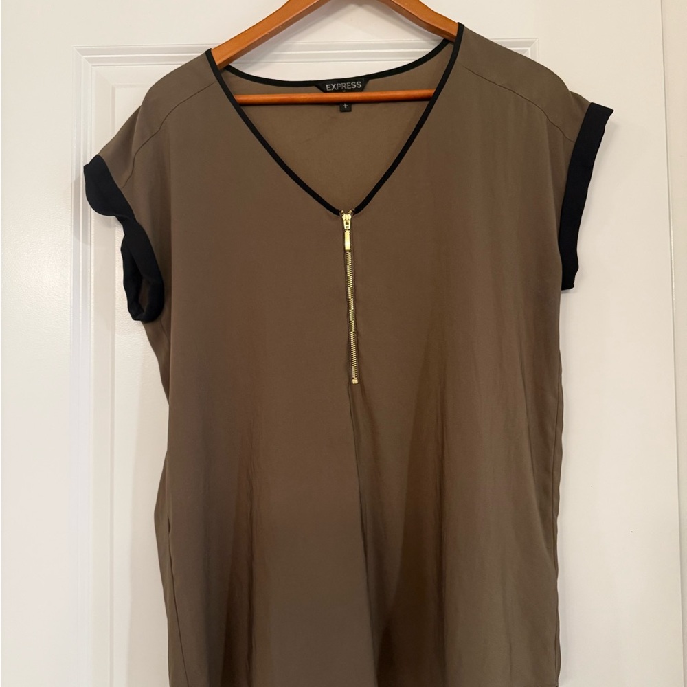 Express Women's Brown Blouse with Black Accents